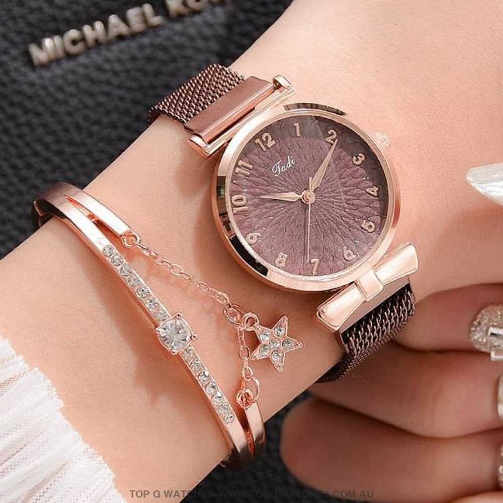 RoseGold Luxury Quartz Ladie's Sports Dress Wristwatch & Bracelet - Top G Watches