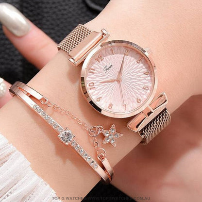 RoseGold Luxury Quartz Ladie's Sports Dress Wristwatch & Bracelet - Top G Watches