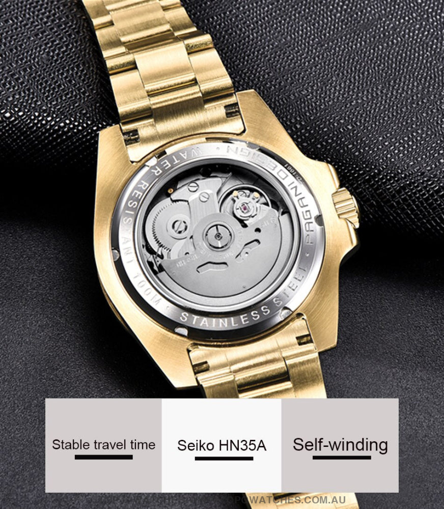 Gold Pagani Design Sapphire Crystal 100M Automatic Mechanical Pd-1661 Wrist Watch Mens Watches