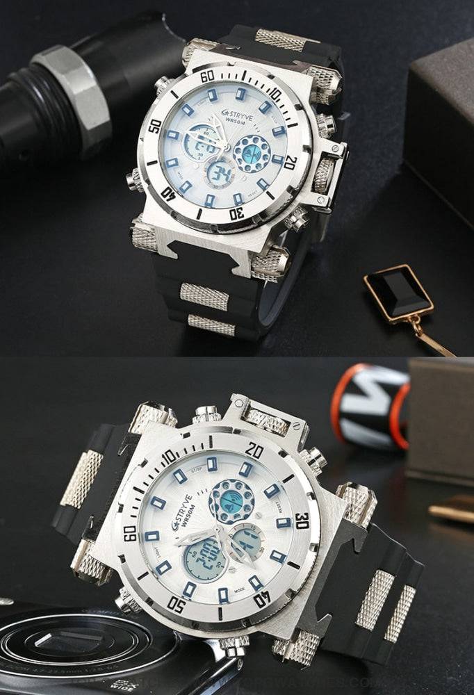 Gold Sports Stryve 5ATM Waterproof S8015 Trending Luxury Led Digital Casual Fashion Wrist Watch - Top G Watches