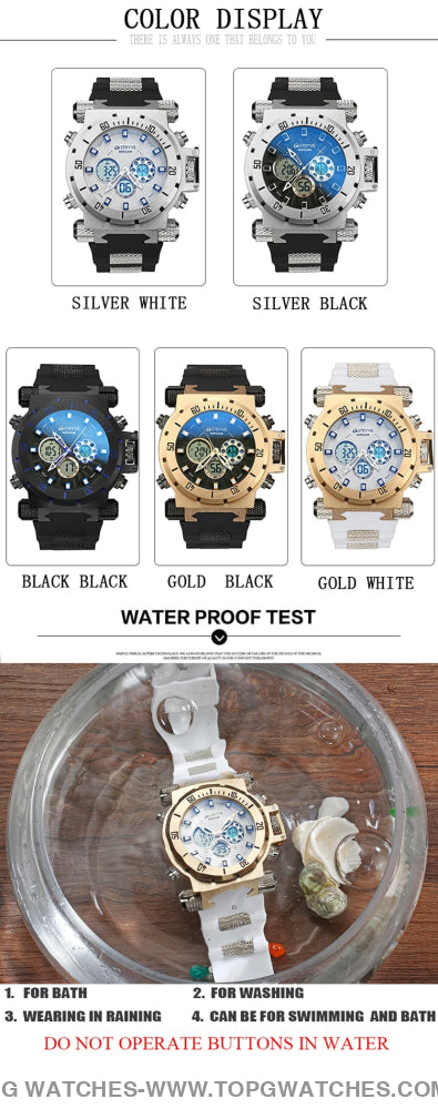 Gold Sports Stryve 5ATM Waterproof S8015 Trending Luxury Led Digital Casual Fashion Wrist Watch - Top G Watches