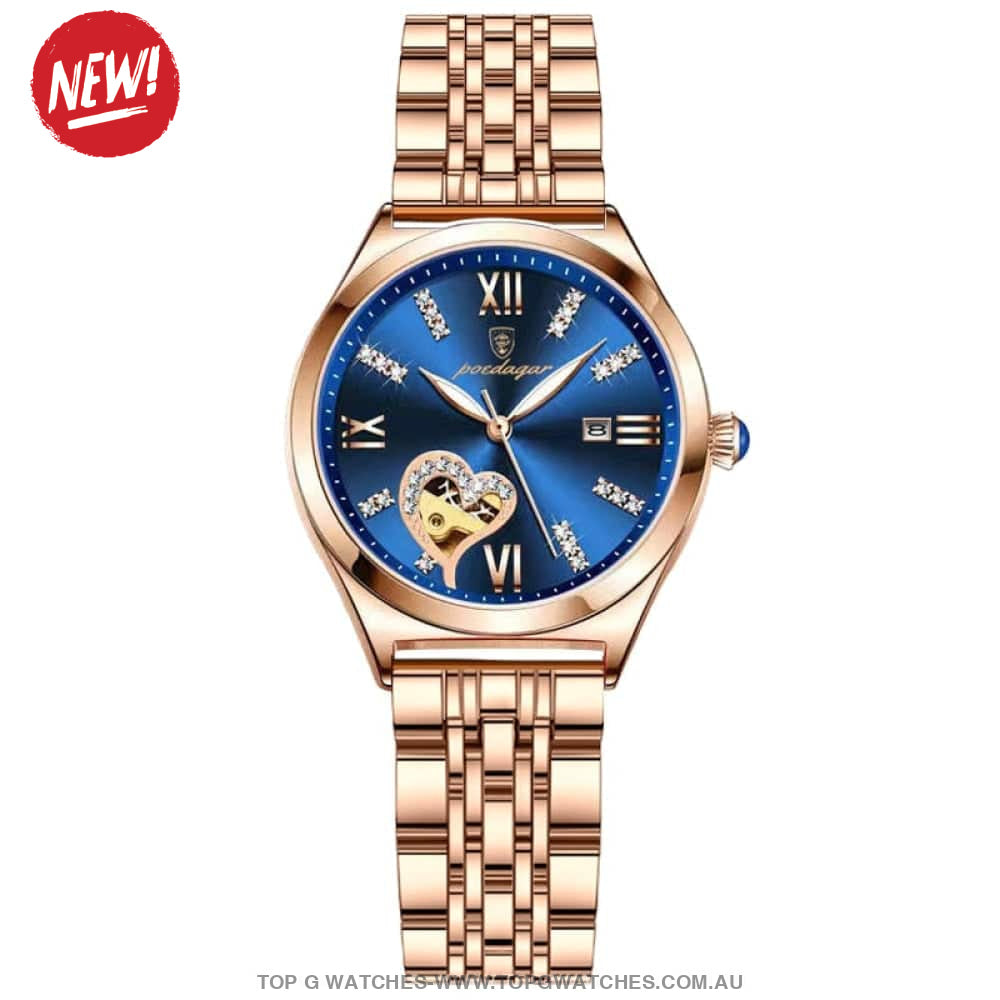 Heart Rose Jewel Gold Poedagar Fashion Waterproof Quartz Ladies' Wristwatch - Top G Watches