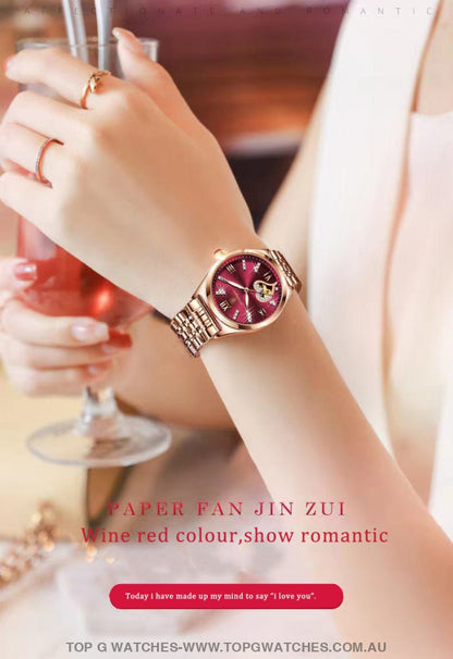 New Rose Gold Red  Women's Fashion Waterproof Quartz Wristwatch - Top G Watches