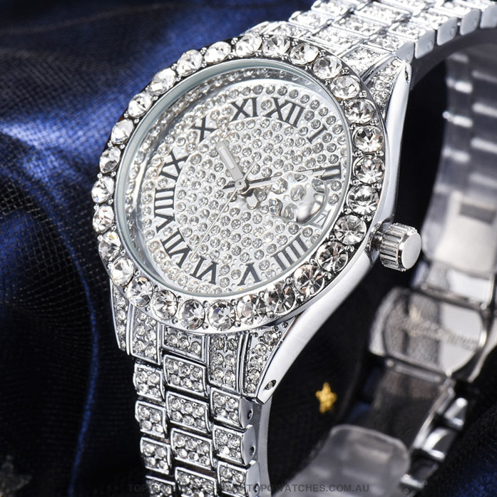 MISSFOX Pink Jewel Rhinestone Luxury Elegant Ladie's Fashion Quartz Wrist Watch - Top G Watches