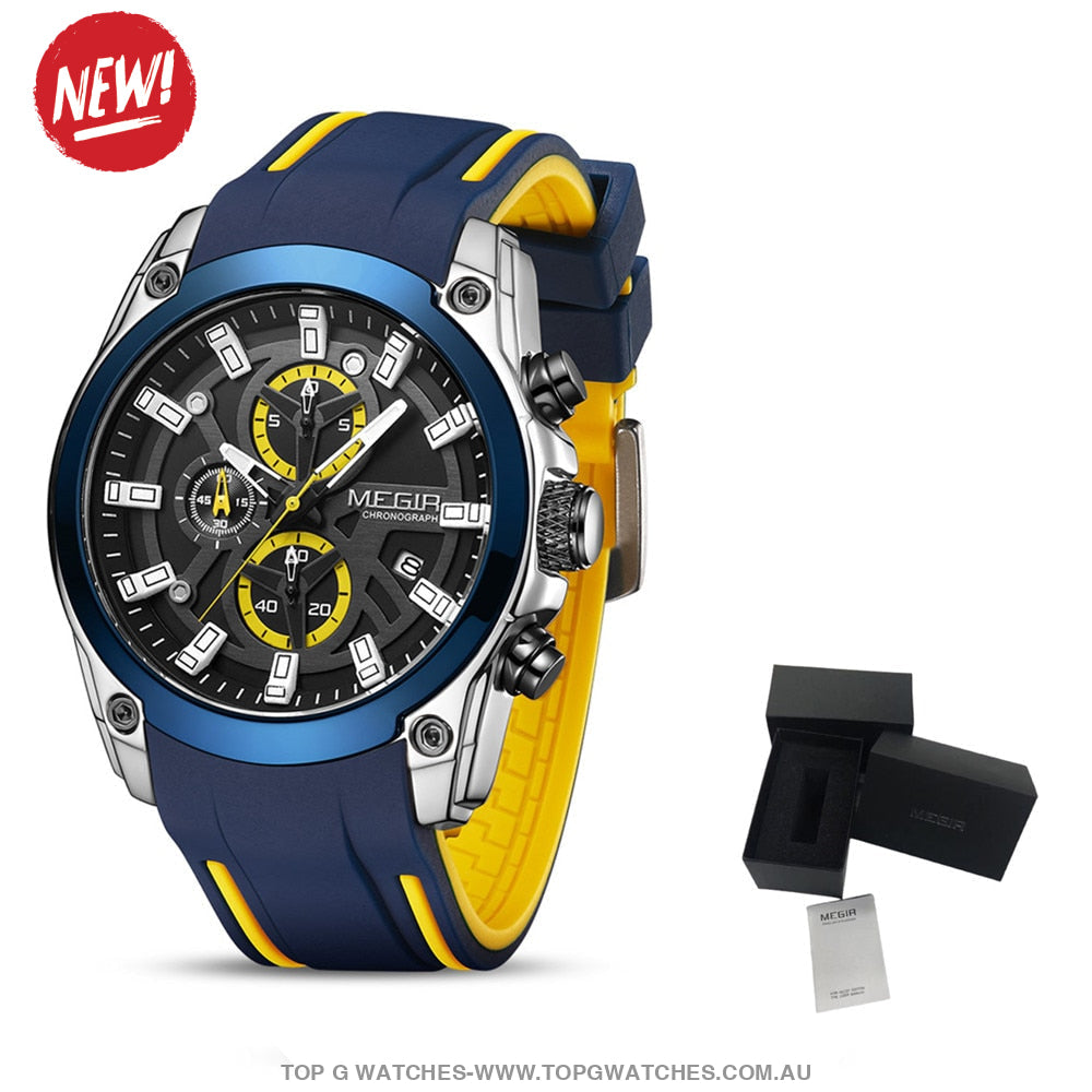 Latest GT Sports Touring Megir' Quartz Chronograph Sports 30M Waterproof Luminous Hands 2144 Wristwatch - Top G Watches