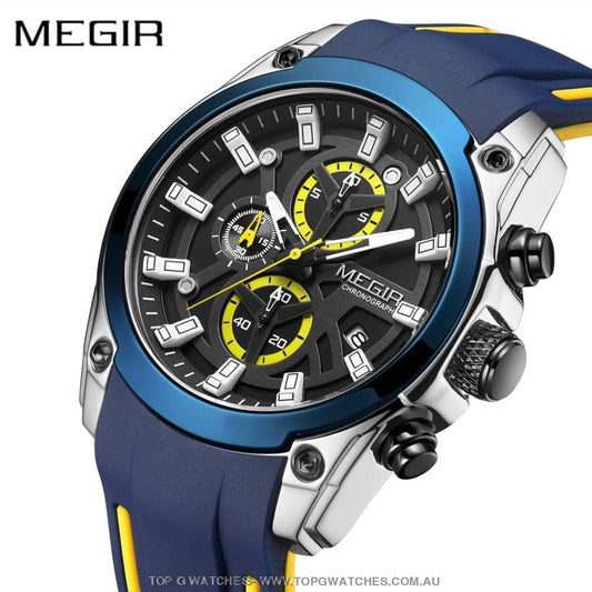 Latest GT-Sports Touring Megir' Quartz Chronograph Sports 30M Waterproof Luminous 2144 Wristwatch - Top G Watches