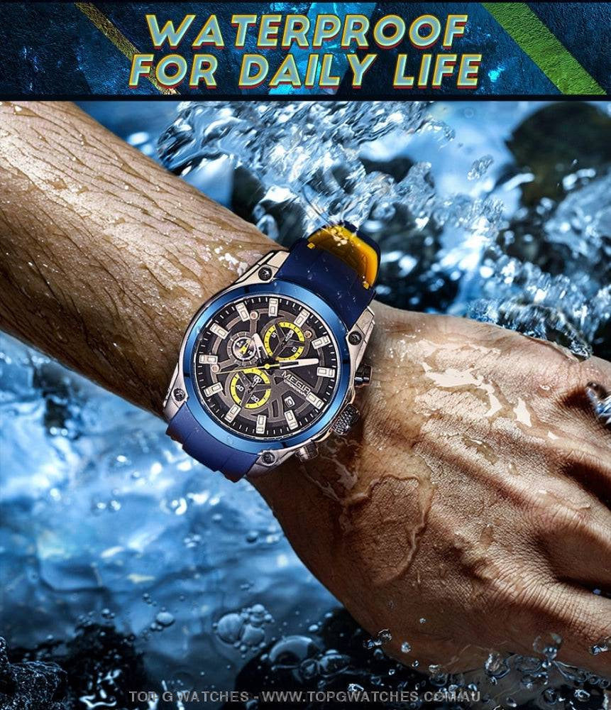 Latest GT-Sports Touring Megir' Quartz Chronograph Sports 30M Waterproof Luminous 2144 Wristwatch - Top G Watches