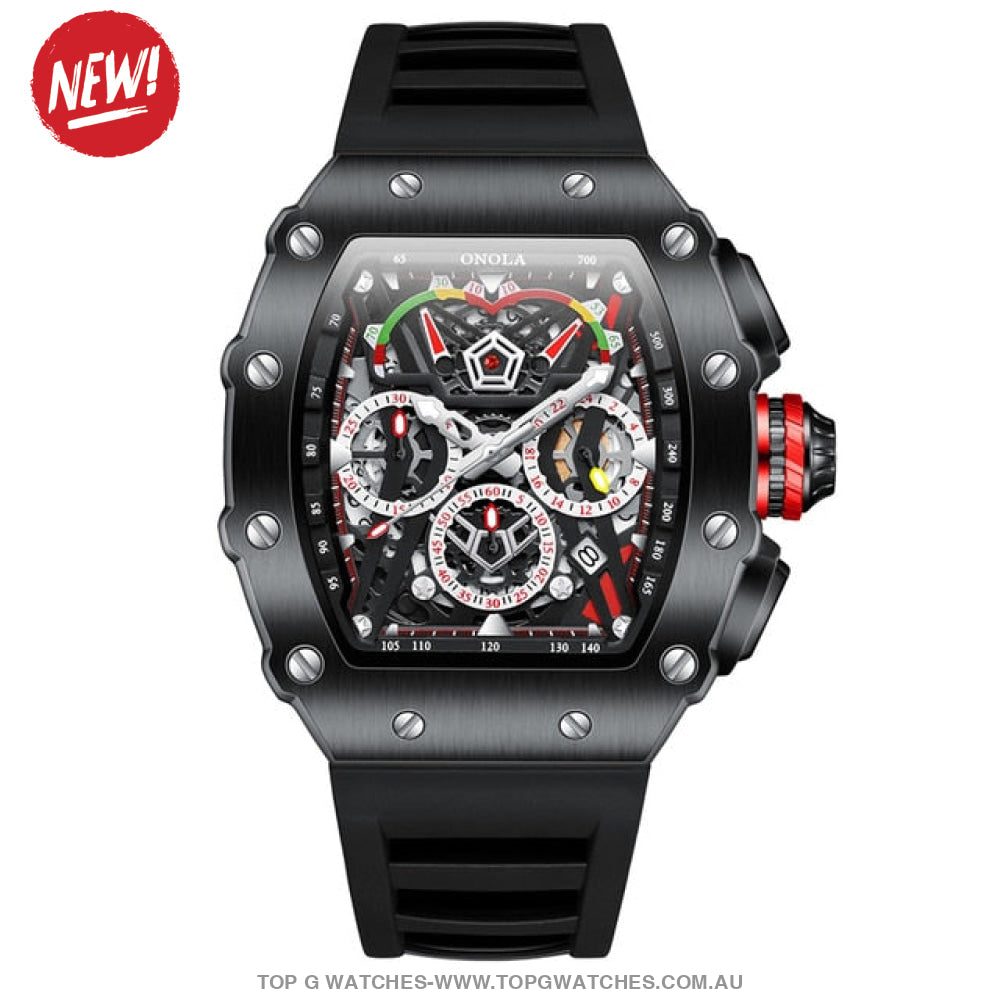 Latest Tonneau Style ONOLA Luxury Sports Waterproof Chronograph Mechanical Men's Quartz Watch - Top G Watches