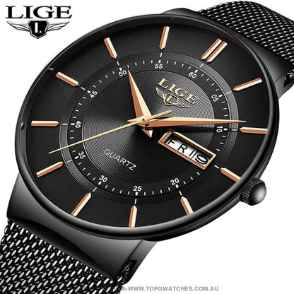 Stylish Lige Elegant Ultra Thin Bracelet Ladies' Fashion Dress Wristwatch - Top G Watches