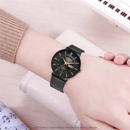 Stylish Lige Elegant Ultra Thin Bracelet Ladies' Fashion Dress Wristwatch - Top G Watches