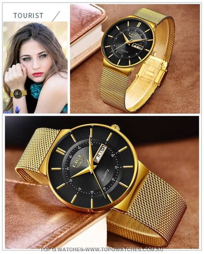 Stylish Lige Elegant Ultra Thin Bracelet Ladies' Fashion Dress Wristwatch - Top G Watches