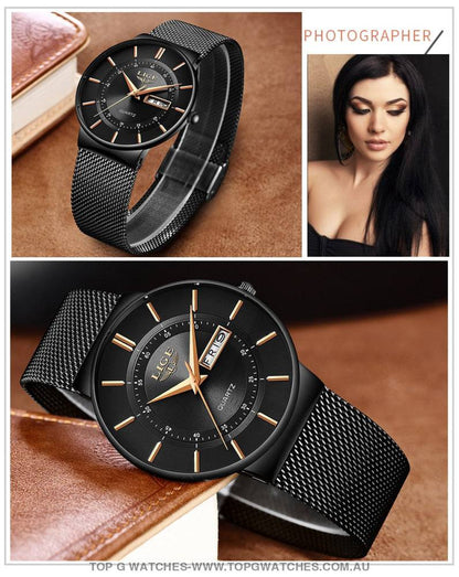 Stylish Lige Elegant Ultra Thin Bracelet Ladies' Fashion Dress Wristwatch - Top G Watches