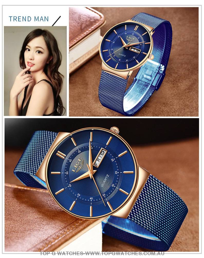 Stylish Lige Elegant Ultra Thin Bracelet Ladies' Fashion Dress Wristwatch - Top G Watches