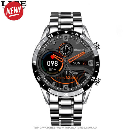 Steel-belt Lige Smart Touch Screen Bluetooth Waterproof Sport Fitness Companion Watch - Top G Watches