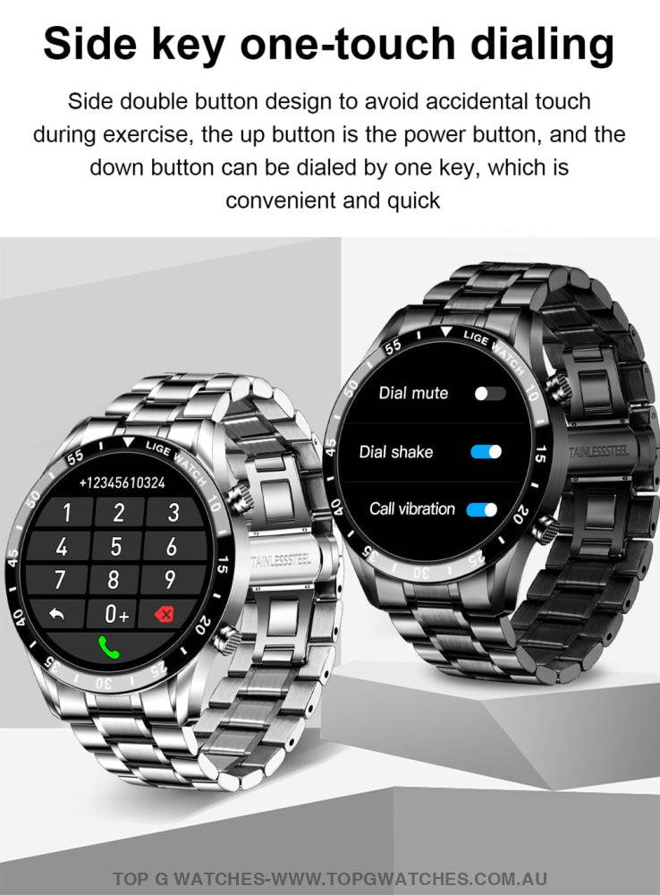 Steel-belt Lige Smart Touch Screen Bluetooth Waterproof Sport Fitness Companion Watch - Top G Watches