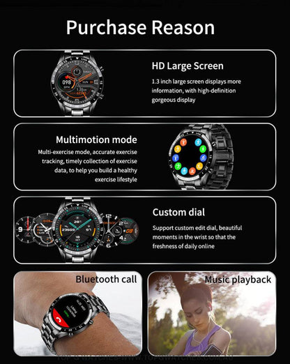 Steel-belt Lige Smart Touch Screen Bluetooth Waterproof Sport Fitness Companion Watch - Top G Watches