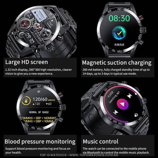 Luxury Lige FULL LED-HD Screen Smart Bluetooth Calling Business Watch - Top G Watches