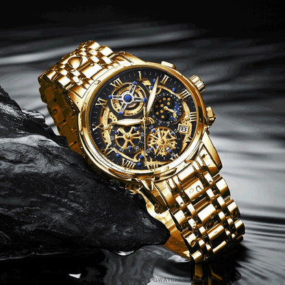 New Luxury Stylish Gold Waterproof Sports Dial Quartz Wristwatch - Top G Watches