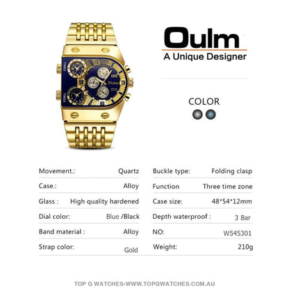 Luxury Gold Unique Wristwatch Calendar Big Dial Quartz Wristwatch Bracelet Combo Gift Set - Top G Watches