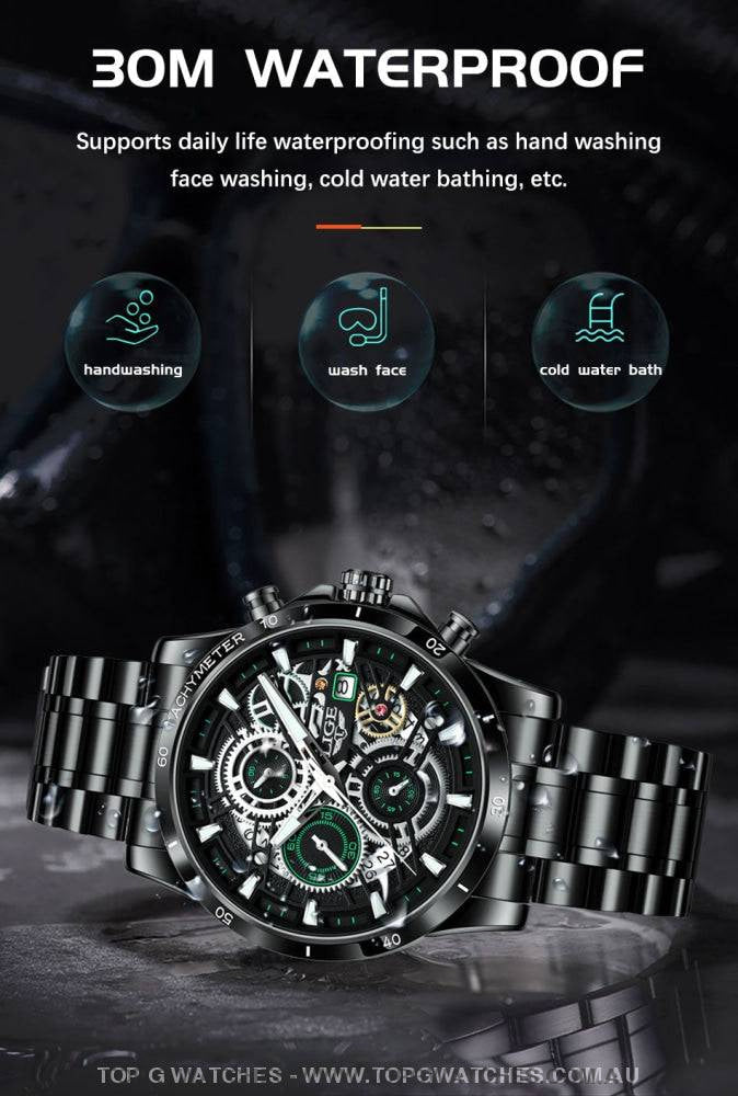 Luxury Lige Business Hollow Sports Waterproof Quartz Men's Military Wristwatch - Top G Watches