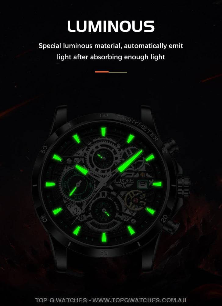 Luxury Lige Business Hollow Sports Waterproof Quartz Men's Military Wristwatch - Top G Watches