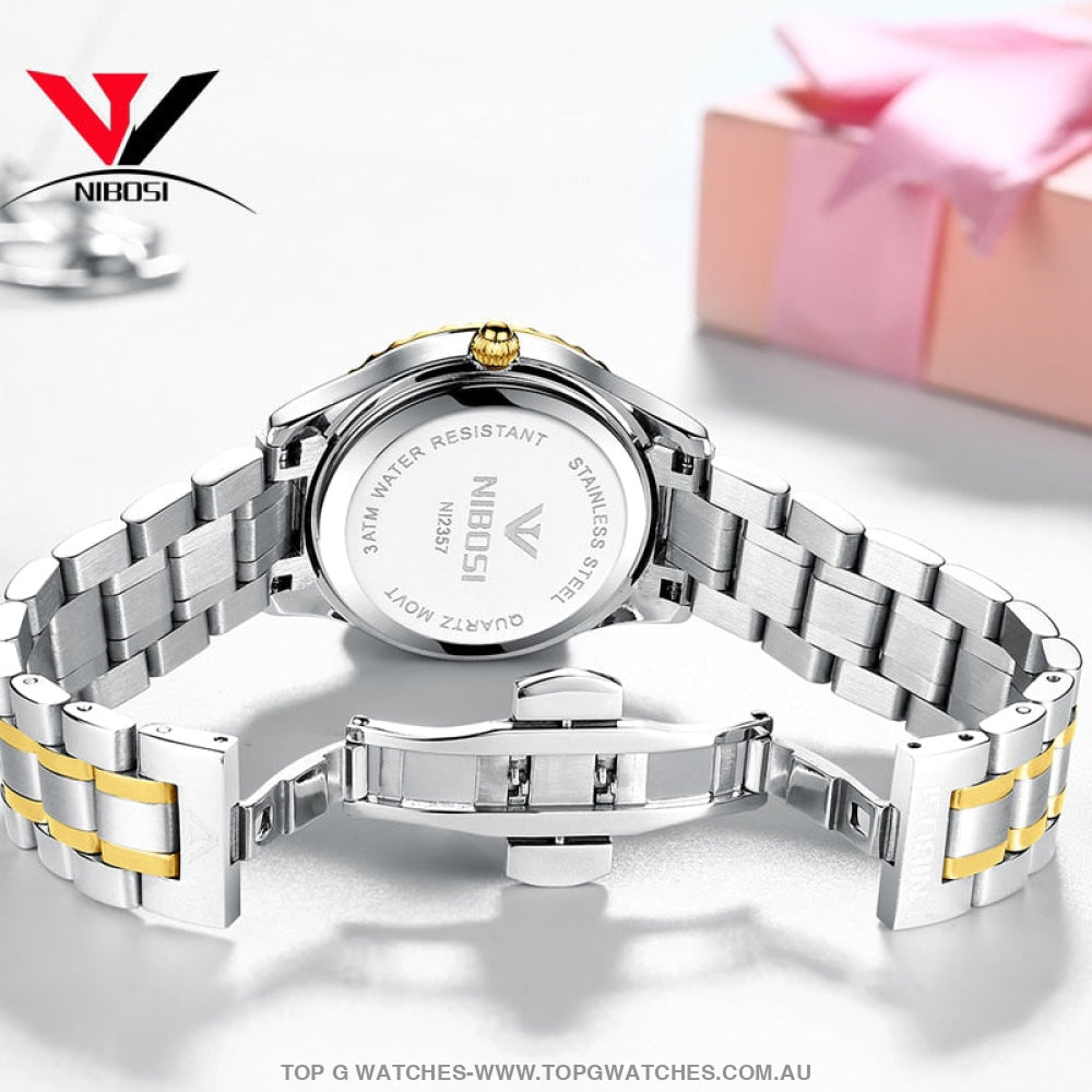 Gold NIBOSI Top Brand Luxury Ladies Classic Bracelet Wrist Watch - Top G Watches