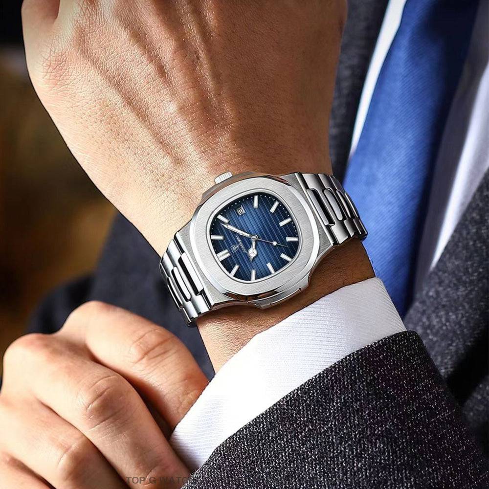 Luxury Poedagar Business Luminous Steel Square Quartz-Crystal Watch - Top G Watches