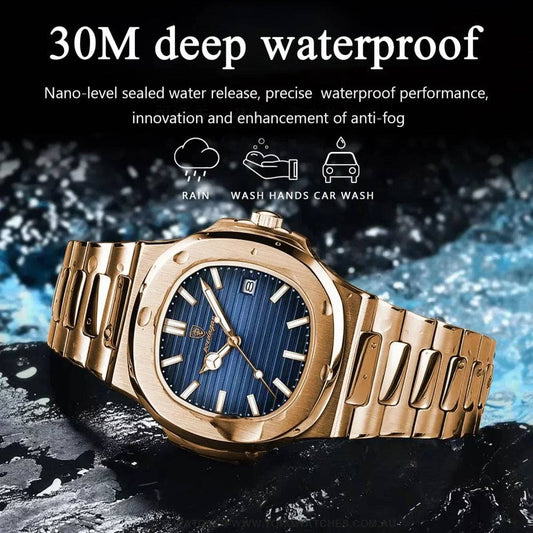 Luxury Poedagar Business Luminous Steel Square Quartz Divers Wristwatch - Top G Watches