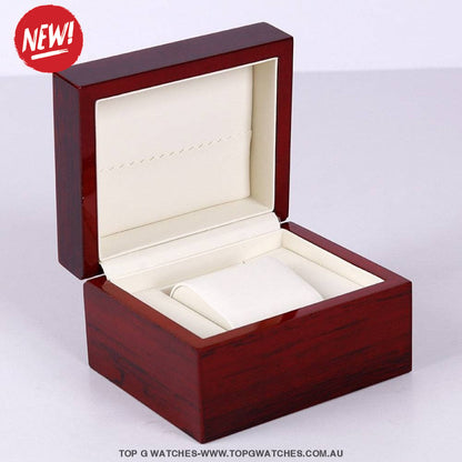 Luxury Stained Polished Wooden Watch Jewellery Storage Box - Top G Watches