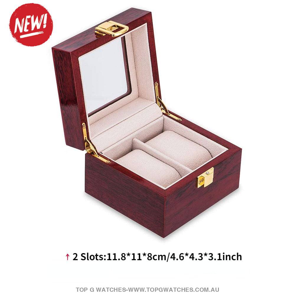 Luxury Stained Polished Wooden Watch Jewellery Storage Box - Top G Watches