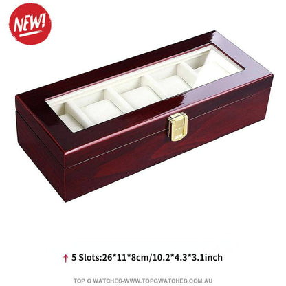 Luxury Stained Polished Wooden Watch Jewellery Storage Box - Top G Watches