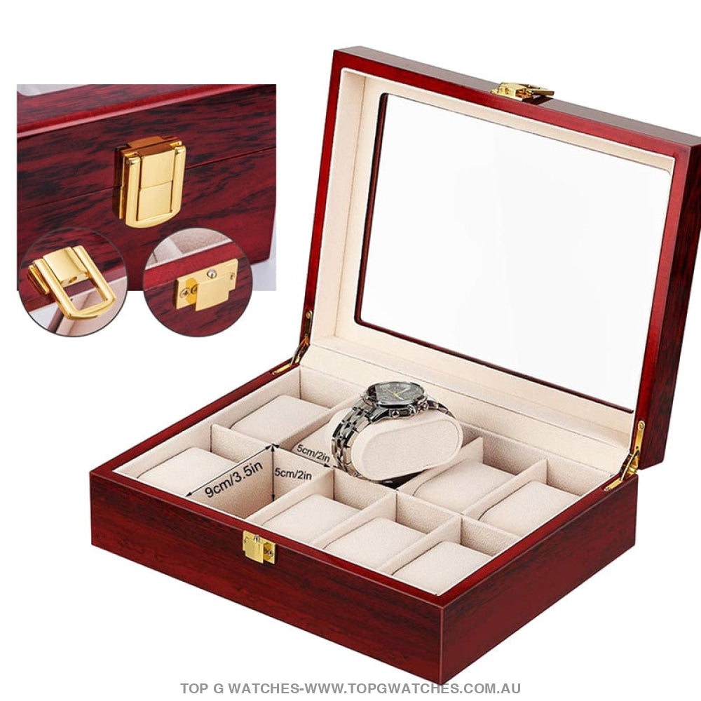 New Luxury Stained Polished Wooden Watch Jewelry Storage Box Accessories