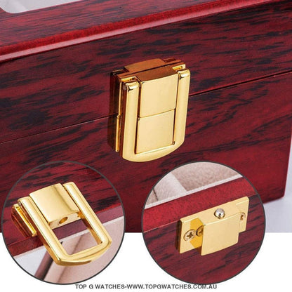 Luxury Stained Polished Wooden Watch Jewellery Storage Box - Top G Watches