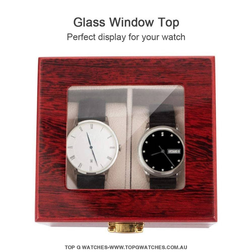 Luxury Stained Polished Wooden Watch Jewellery Storage Box - Top G Watches