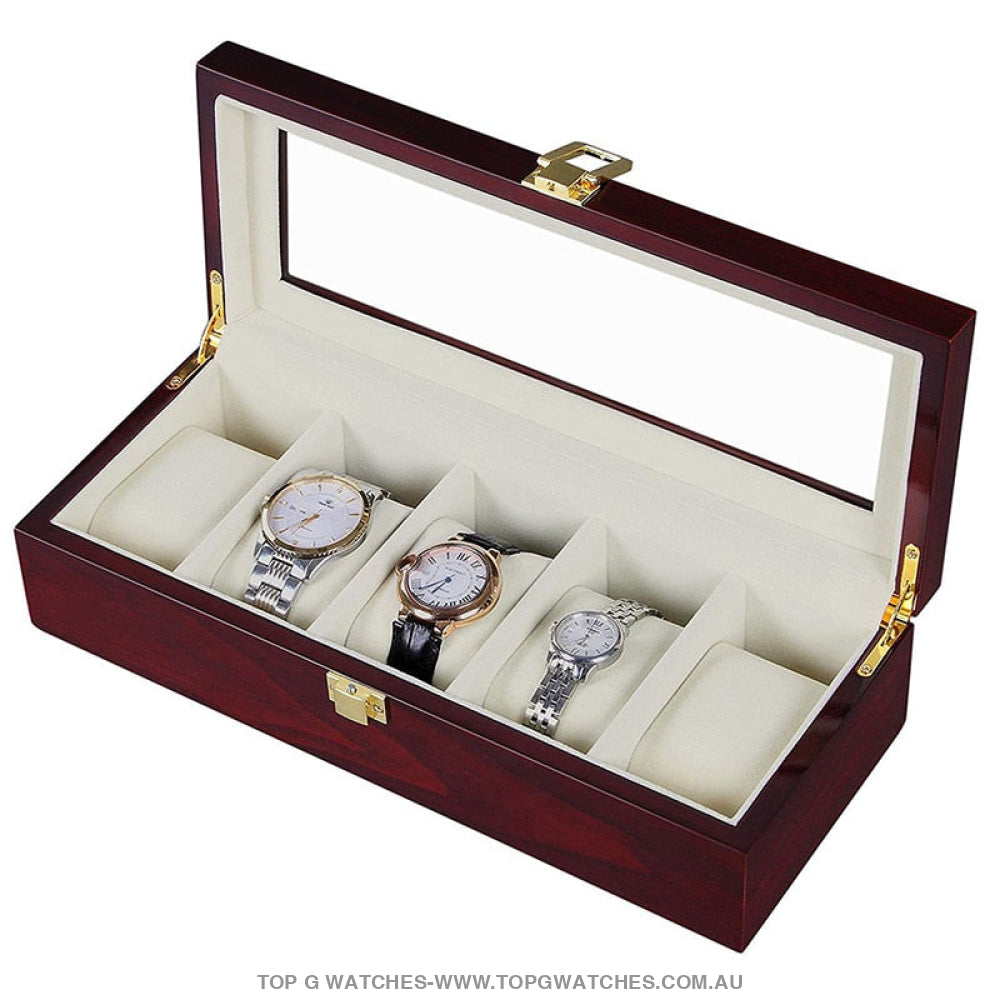 New Luxury Stained Polished Wooden Watch Jewelry Storage Box Accessories