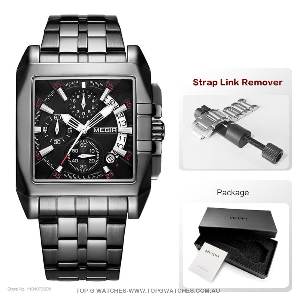 2023 New Megir Big Dial Stainless Steel Luxury Waterproof Luminous Military Sport Watch - Top G Watches