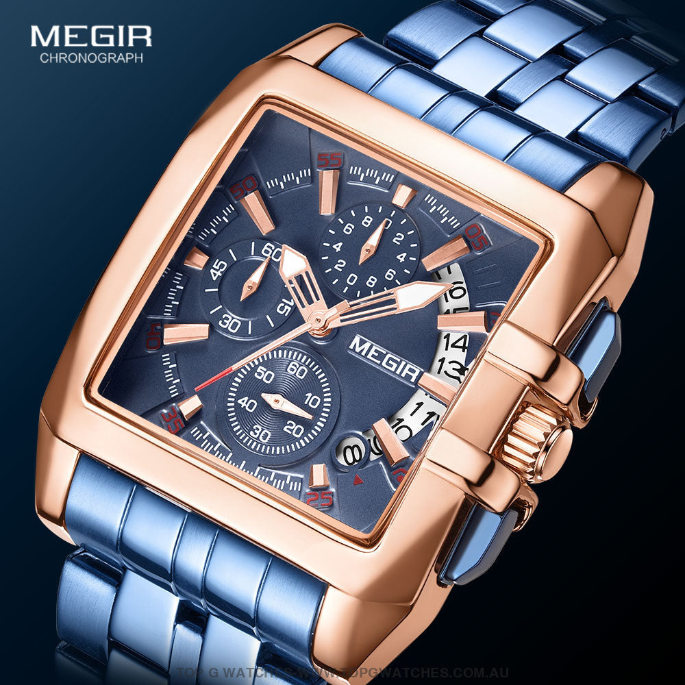 2023 New Megir Big Dial Stainless Steel Luxury Waterproof Luminous Military Sport Watch - Top G Watches