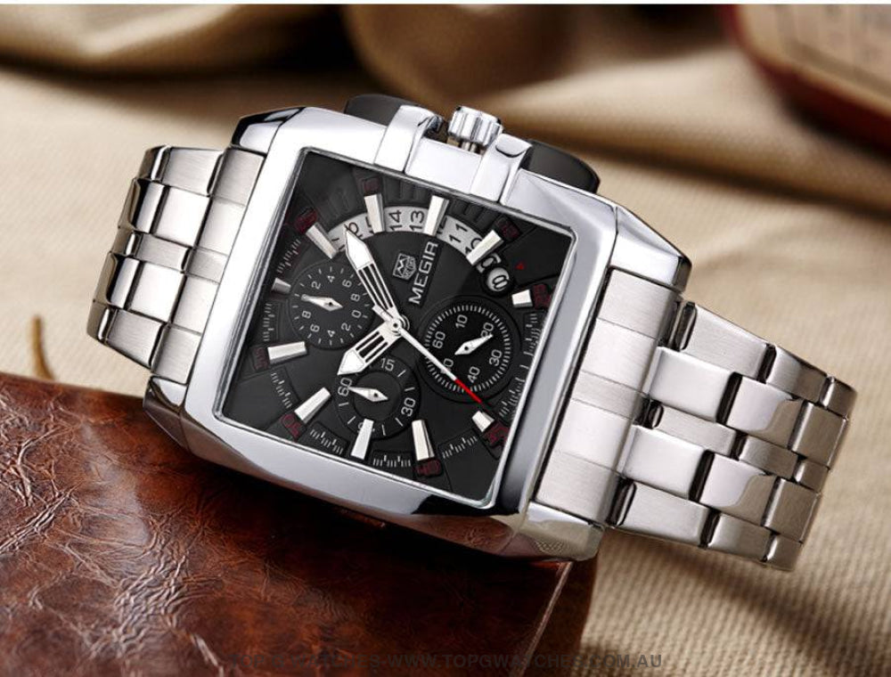 Megir Big Dial Stainless Steel Luxury Waterproof Luminous Military Sport Watch - Top G Watches