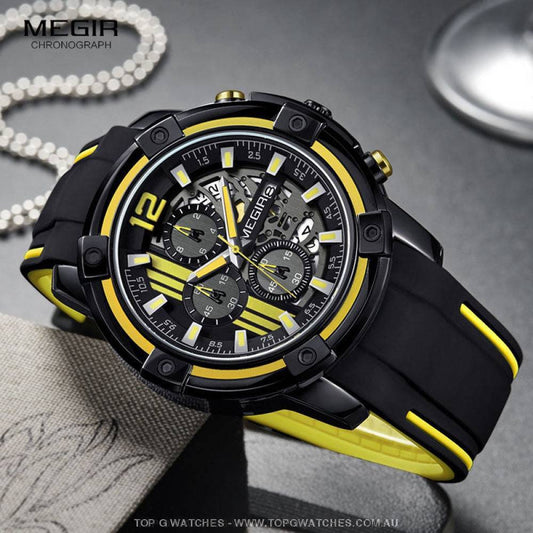 Trending Sports Touring Megir' Quartz Chronograph Sports 30M Waterproof Luminous 2097 Wristwatch - Top G Watches