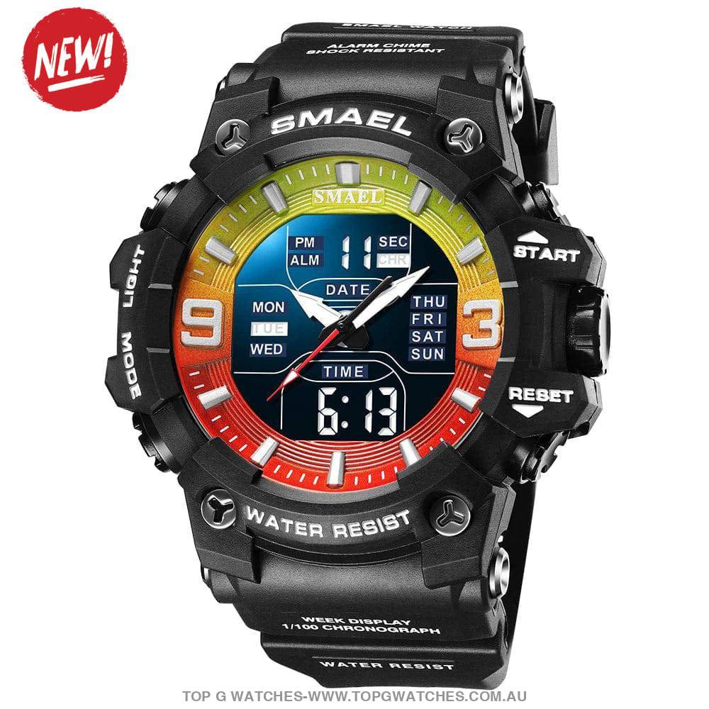 Military Digital Duel SMAEL LED 50m Waterproof LED Stopwatch 8049B Sports Wristwatch - Top G Watches