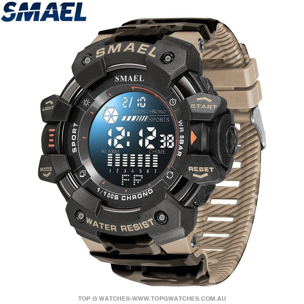 Military Digital SMAEL LED 50m Waterproof LED Stopwatch 8050 Sports Wristwatch - Top G Watches