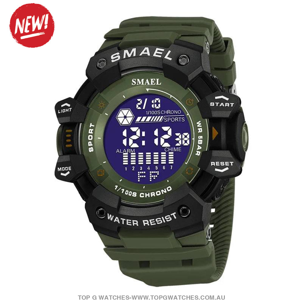 Military Digital SMAEL LED 50m Waterproof LED Stopwatch 8050 Sports Wristwatch - Top G Watches