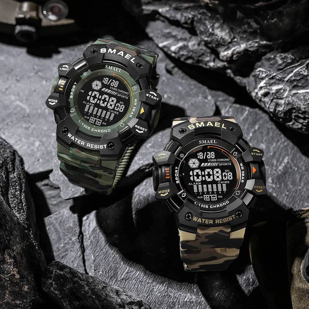 Military Digital SMAEL LED 50m Waterproof LED Stopwatch 8050 Sports Wristwatch - Top G Watches