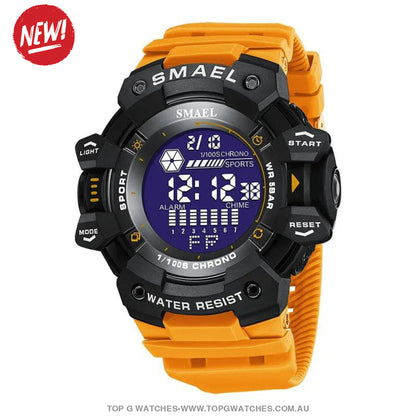 Military Digital SMAEL LED 50m Waterproof LED Stopwatch 8050 Sports Wristwatch - Top G Watches