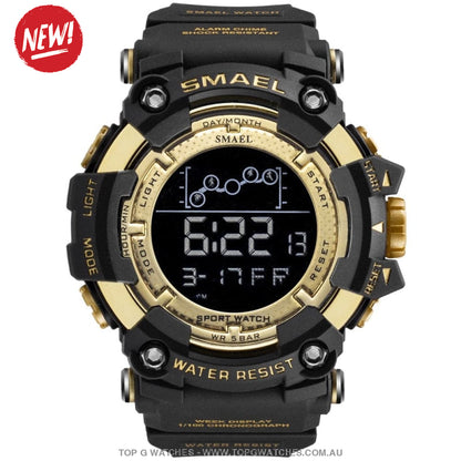 Military Top Smael Men's Fitness 50M Waterproof Digital Sports Watch - Top G Watches