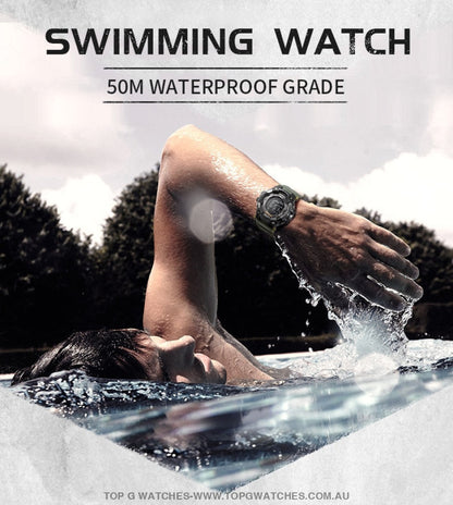 Top Custom Sports Men's Military Fitness 50M Waterproof Digital Sports Watch - Top G Watches