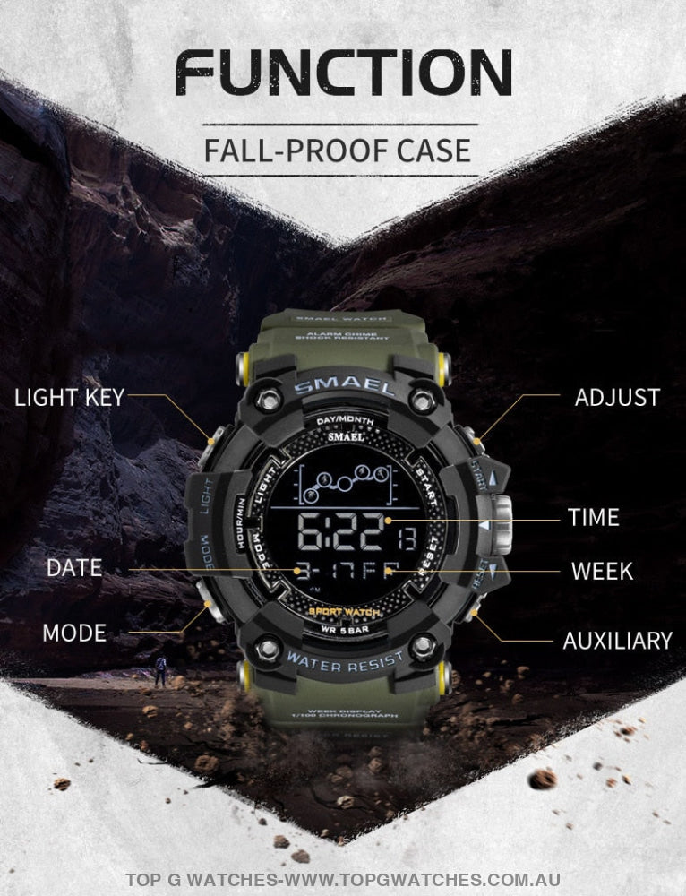 Top Custom Sports Men's Military Fitness 50M Waterproof Digital Sports Watch - Top G Watches