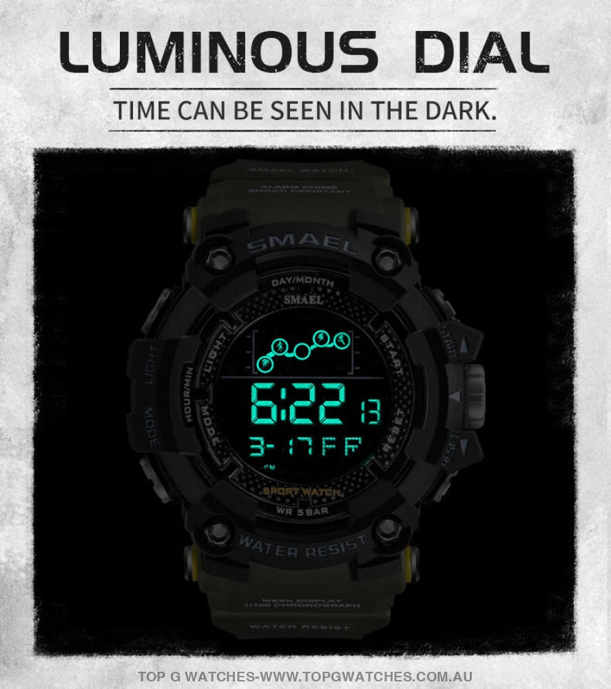 Top Custom Sports Men's Military Fitness 50M Waterproof Digital Sports Watch - Top G Watches