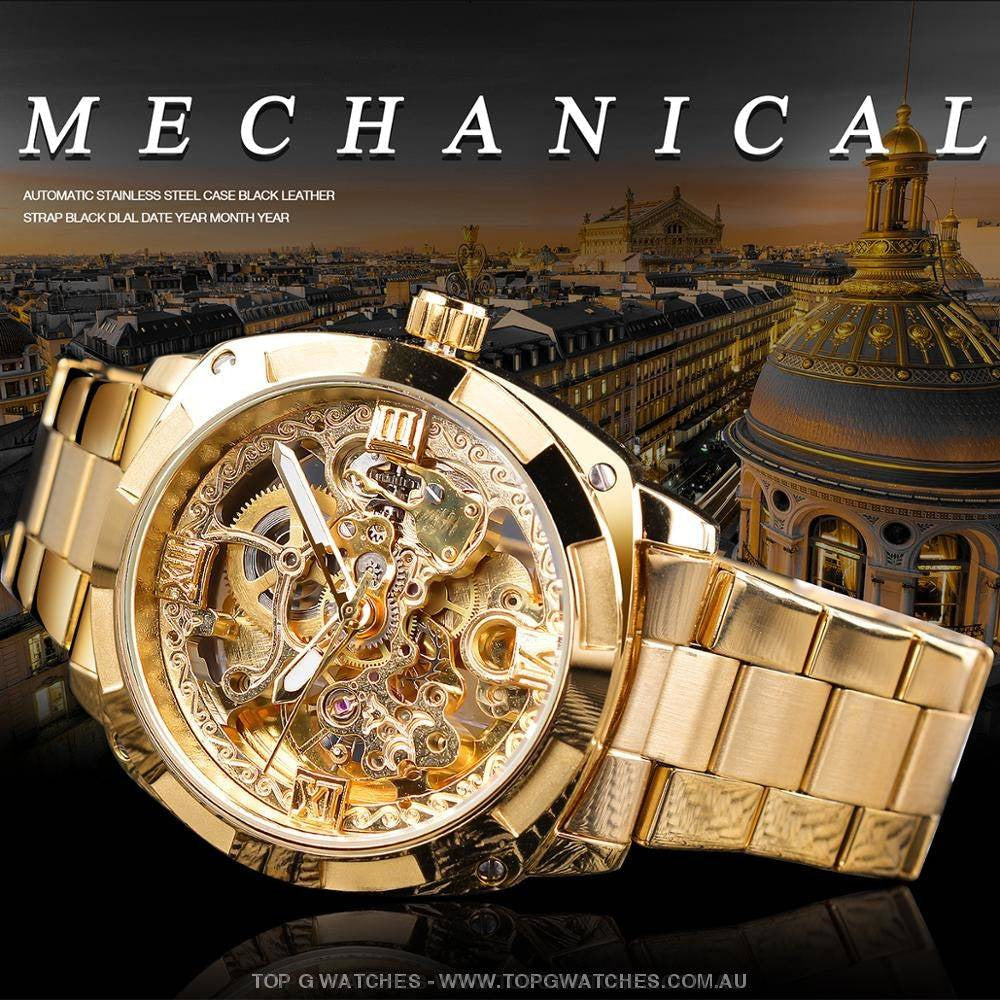 Millionaire Gold Forsining Automatic Mechanical Self-Wind Luxury Watch - Top G Watches