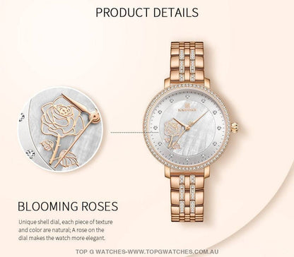 Blooming Rose Jewel RoseGold Elegant Naviforce Design Ladies Bracelet Watch - Top G Watches